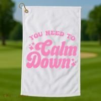 You Need To Calm Down Groovy Retro Cute Funny Golf Towel thumb 1