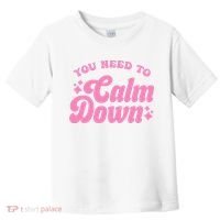 You Need To Calm Down Groovy Retro Cute Funny Toddler T-Shirt thumb 0