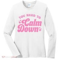 You Need To Calm Down Groovy Retro Cute Funny Women's Long Sleeve Shirt thumb 0