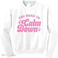 You Need To Calm Down Groovy Retro Cute Funny Kids Sweatshirt thumb 0