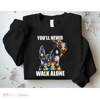 You'll Never Walk Alne Autism Family Neurodiver Puzzle Autism Awareness Month Sweatshirt thumb 2