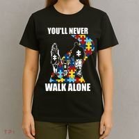 You'll Never Walk Alne Autism Family Neurodiver Puzzle Autism Awareness Month T-Shirt thumb 4