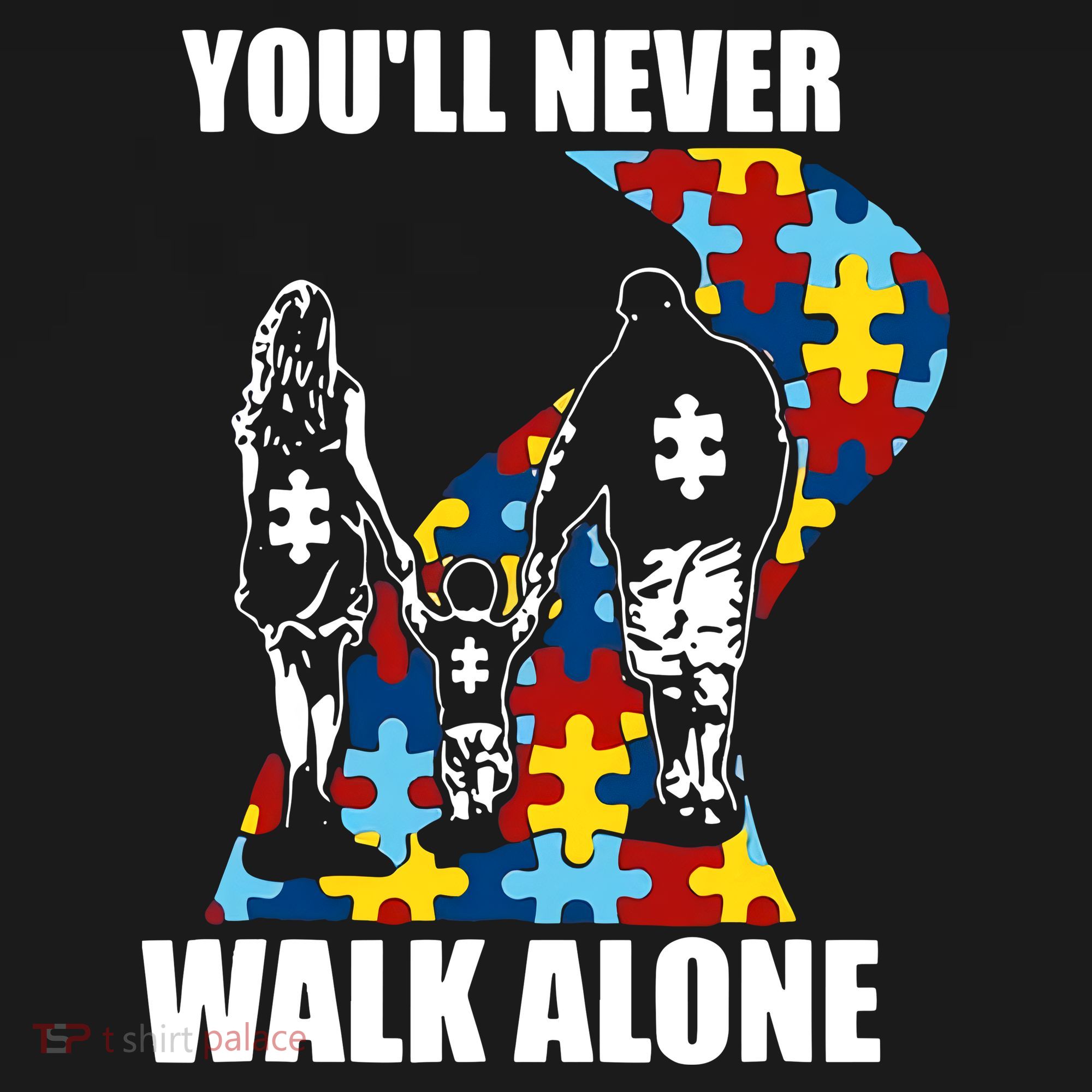 You'll Never Walk Alne Autism Family Neurodiver Puzzle Autism Awareness Month Women's Tank Top