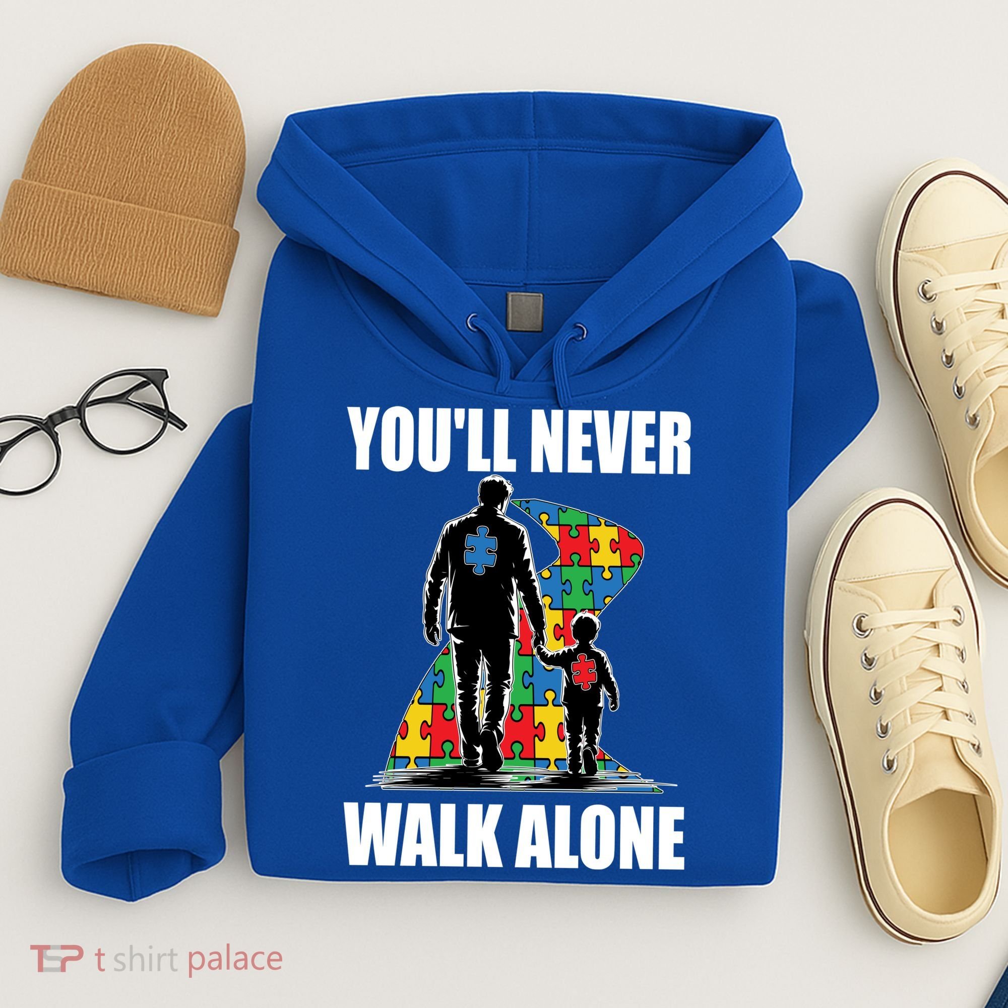 You'll Never Walk Alone Autism Awareness Dad Hoodie