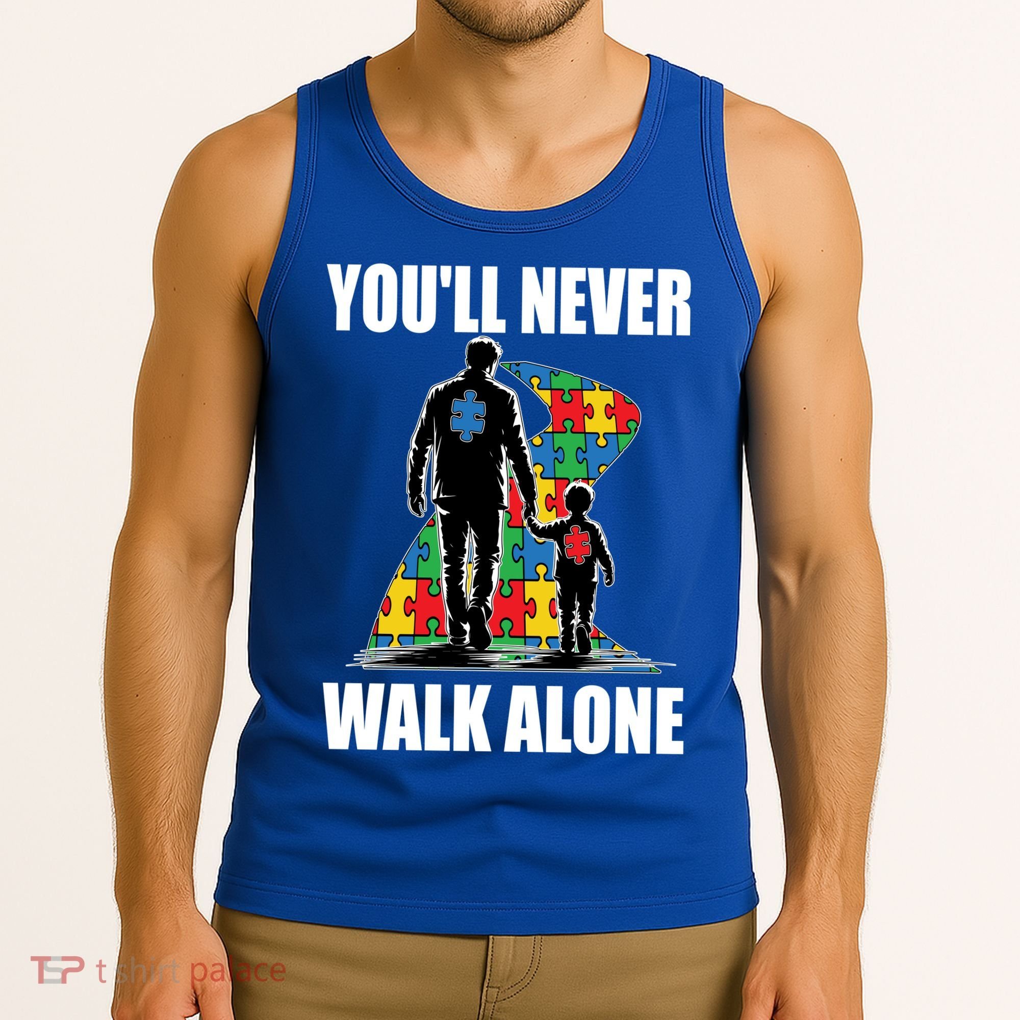 You'll Never Walk Alone Autism Awareness Dad Tank Top