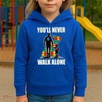 You'll Never Walk Alone Autism Awareness Dad Kids Hoodie thumb 3