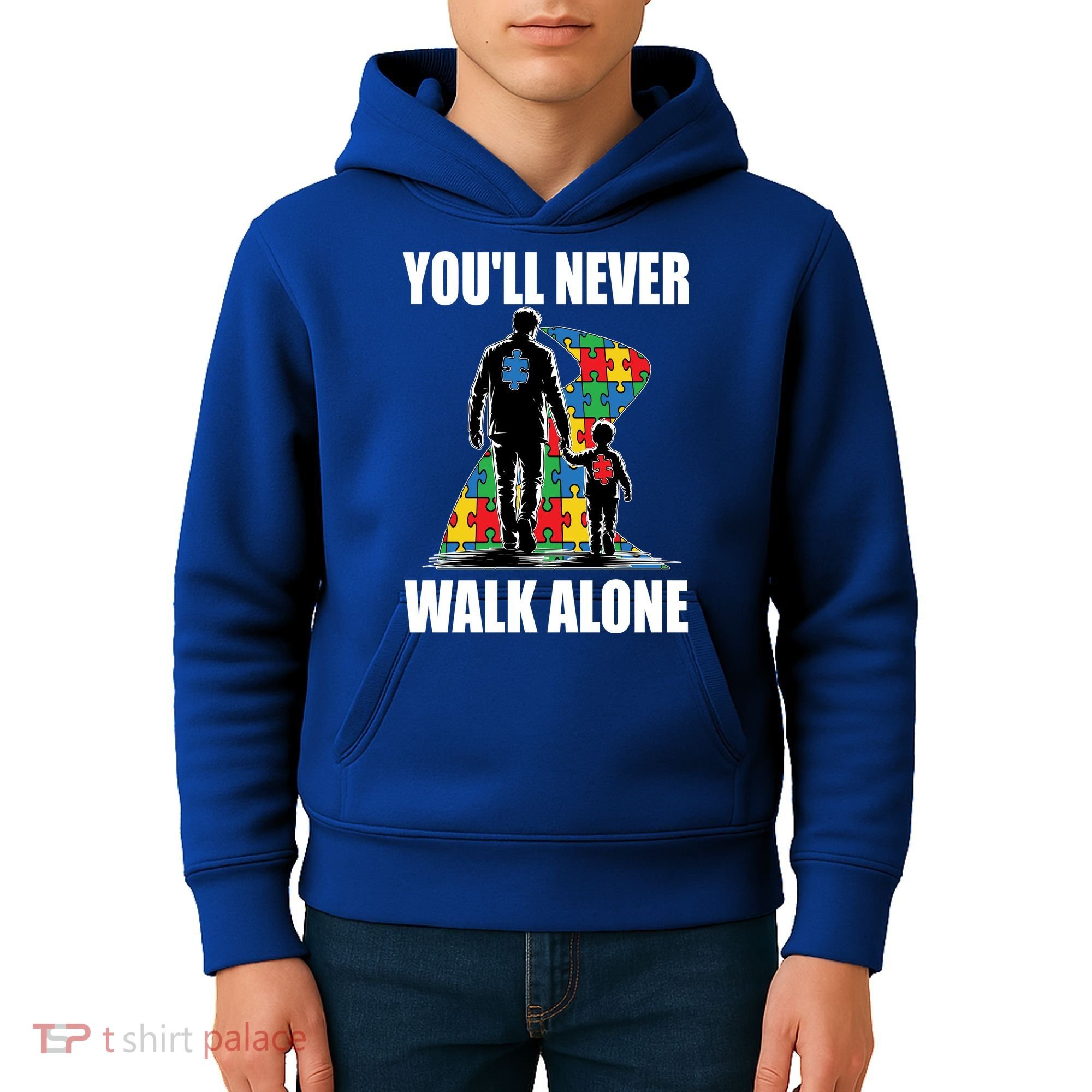 You'll Never Walk Alone Autism Awareness Dad Kids Hoodie