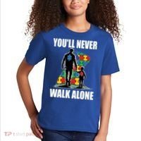 You'll Never Walk Alone Autism Awareness Dad Kids T-Shirt thumb 2