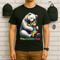 You'll Never Walk-Alone Autism Mama Mom Bear Support Autism Funny Gift T-Shirt thumb 6