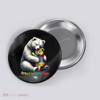 You'll Never Walk-Alone Autism Mama Mom Bear Support Autism Funny Gift Button thumb 0