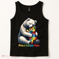 You'll Never Walk-Alone Autism Mama Mom Bear Support Autism Funny Gift Tank Top thumb 2