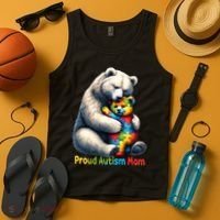 You'll Never Walk-Alone Autism Mama Mom Bear Support Autism Funny Gift Tank Top thumb 4
