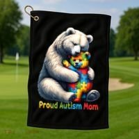 You'll Never Walk-Alone Autism Mama Mom Bear Support Autism Funny Gift Golf Towel thumb 1