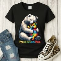 You'll Never Walk-Alone Autism Mama Mom Bear Support Autism Funny Gift Women's T-Shirt thumb 3