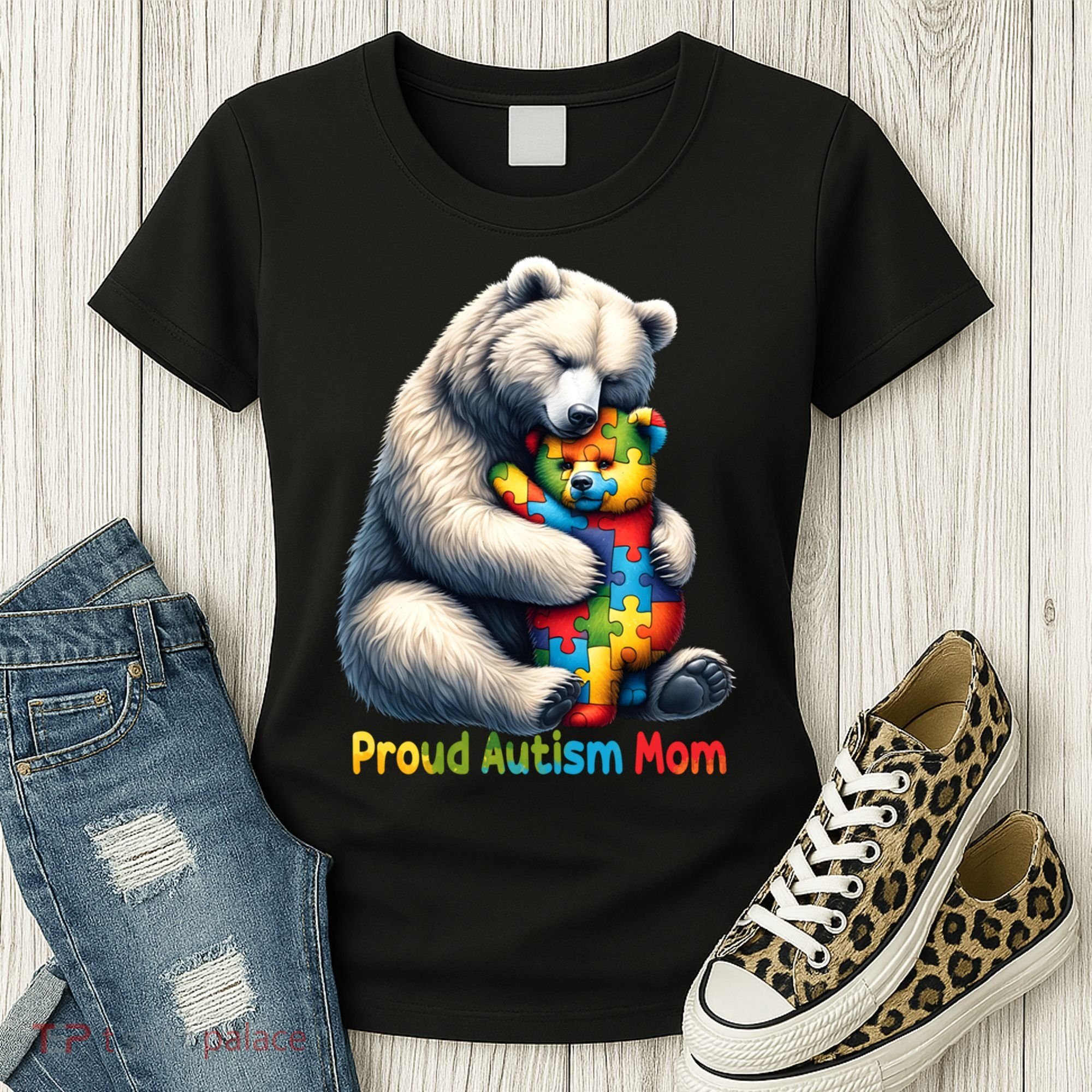 You'll Never Walk-Alone Autism Mama Mom Bear Support Autism Funny Gift Women's T-Shirt