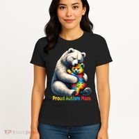 You'll Never Walk-Alone Autism Mama Mom Bear Support Autism Funny Gift Women's T-Shirt thumb 4
