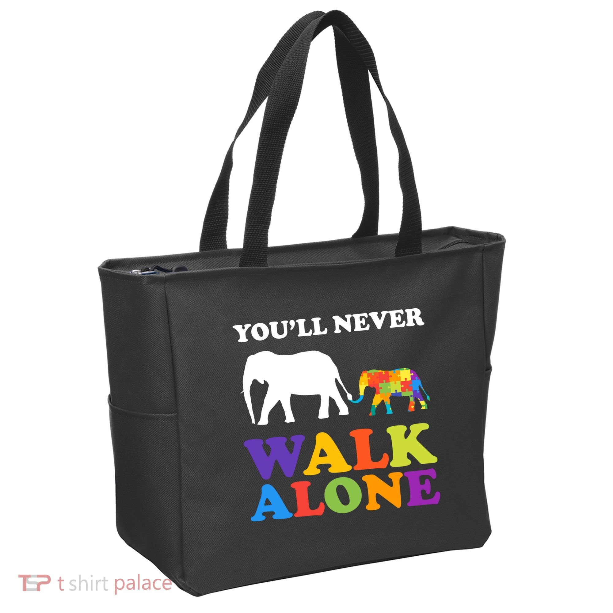 Youll Never Walk Alone Autism Awareness Elephant Tote Bag