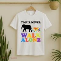 Youll Never Walk Alone Autism Awareness Elephant T-Shirt thumb 2