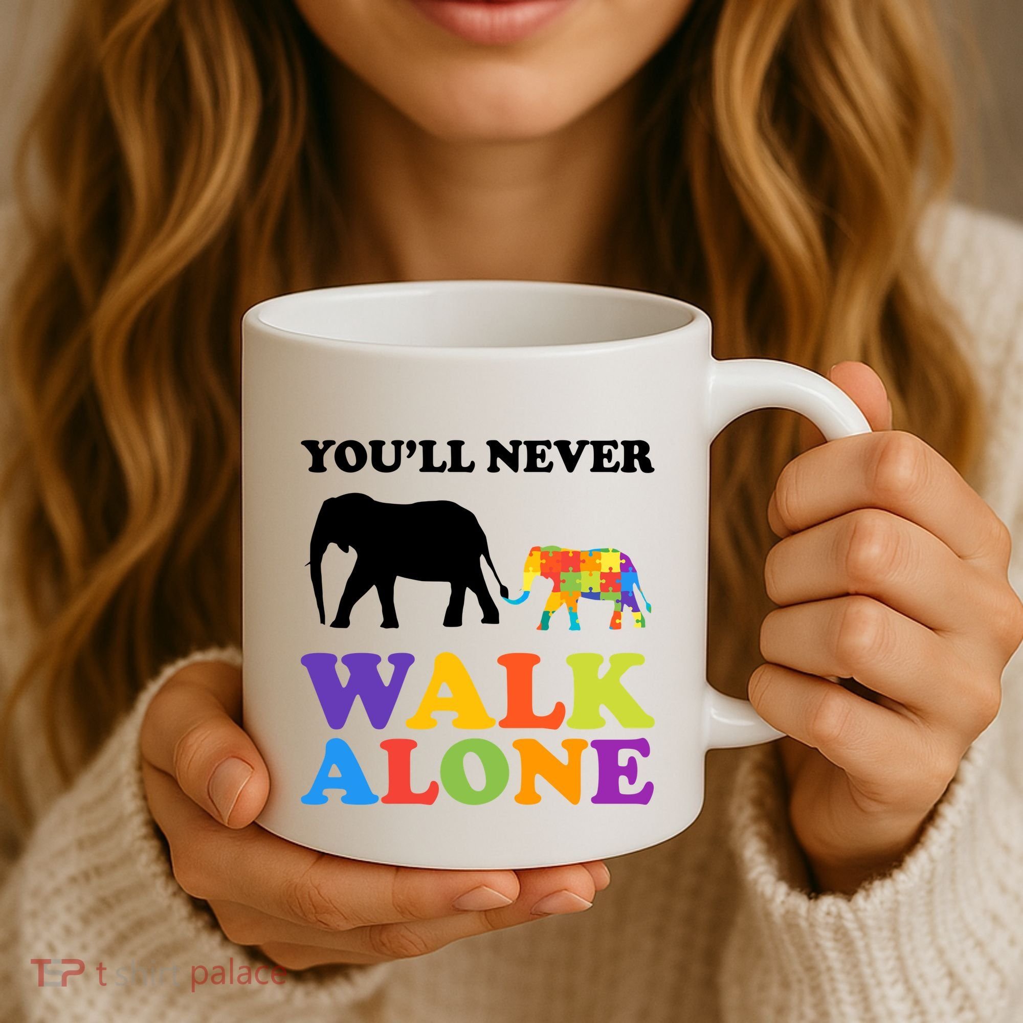 Youll Never Walk Alone Autism Awareness Elephant Coffee Mug