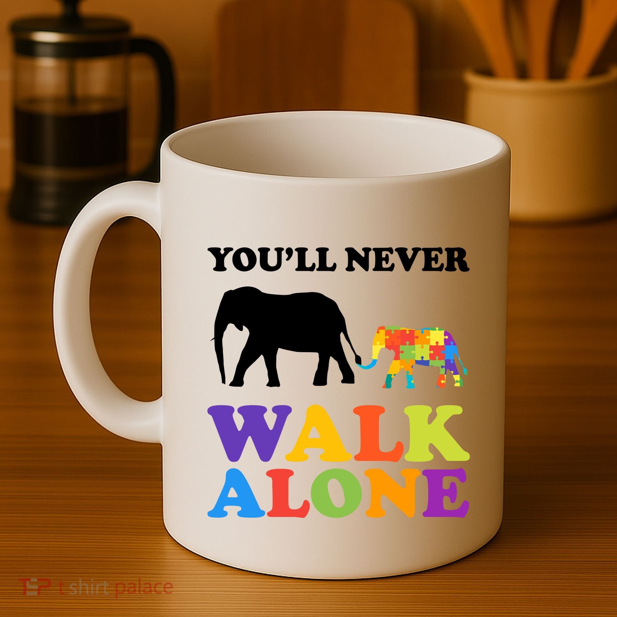 Youll Never Walk Alone Autism Awareness Elephant Coffee Mug