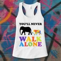 Youll Never Walk Alone Autism Awareness Elephant Women's Tank Top thumb 3