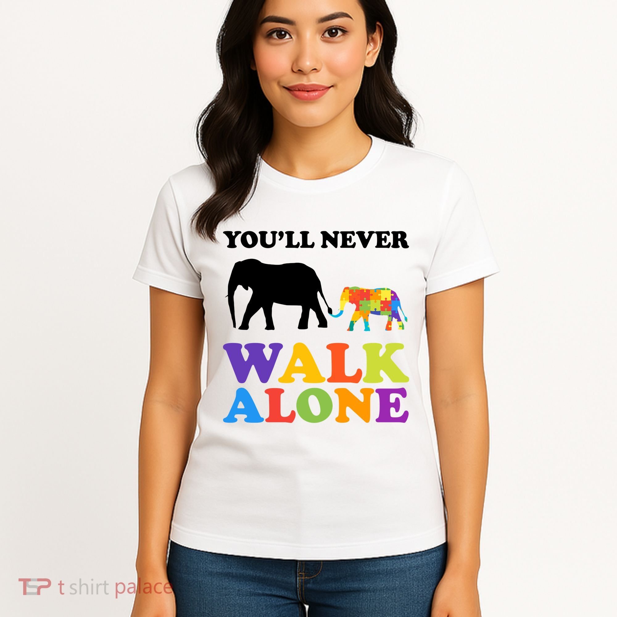 Youll Never Walk Alone Autism Awareness Elephant Women's T-Shirt