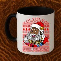 Yo Yo Yo Ho Ho Ho Black Santa Claus Ugly Christmas Coffee Mug thumb 2