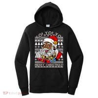 Yo Yo Yo Ho Ho Ho Black Santa Claus Ugly Christmas Women's Hoodie thumb 0