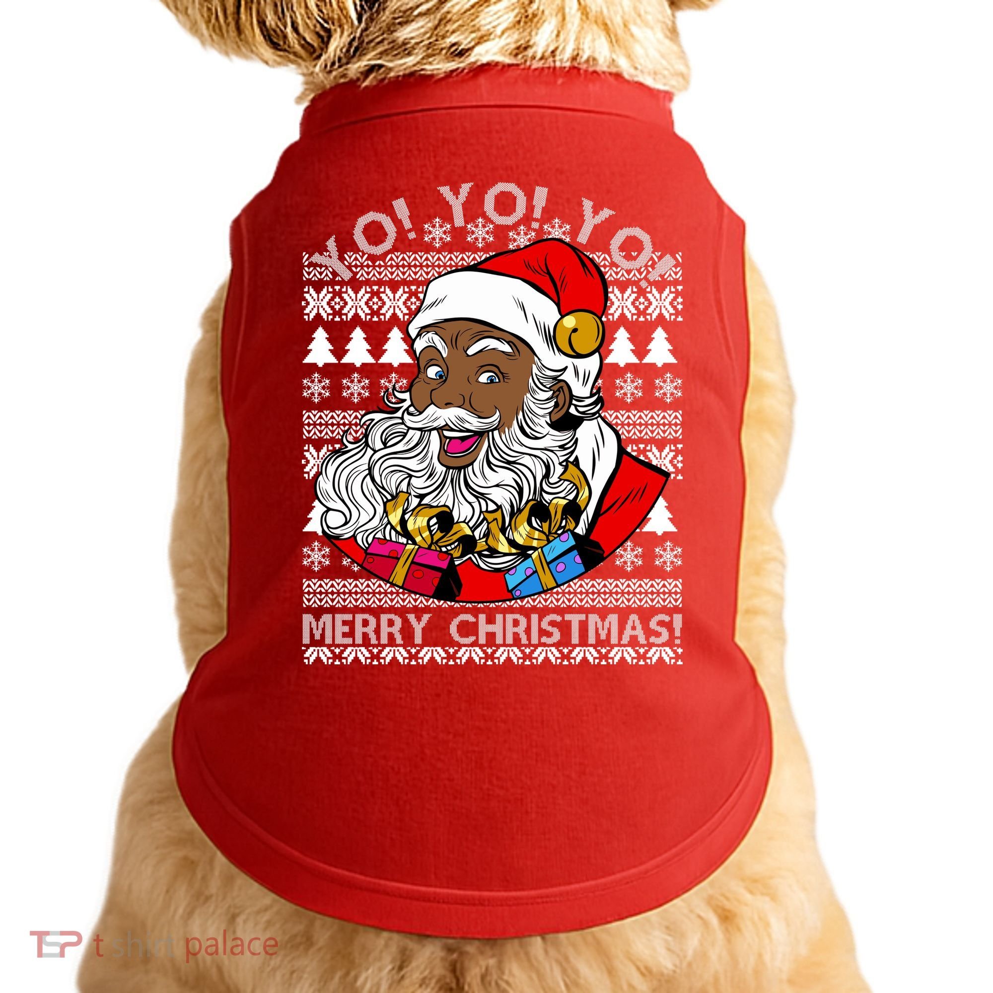 Yo Yo Yo Ho Ho Ho Black Santa Claus Ugly Christmas Doggie Tank