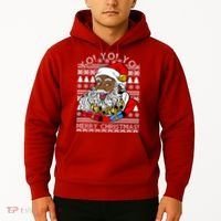Yo Yo Yo Ho Ho Ho Black Santa Claus Ugly Christmas Hoodie thumb 2