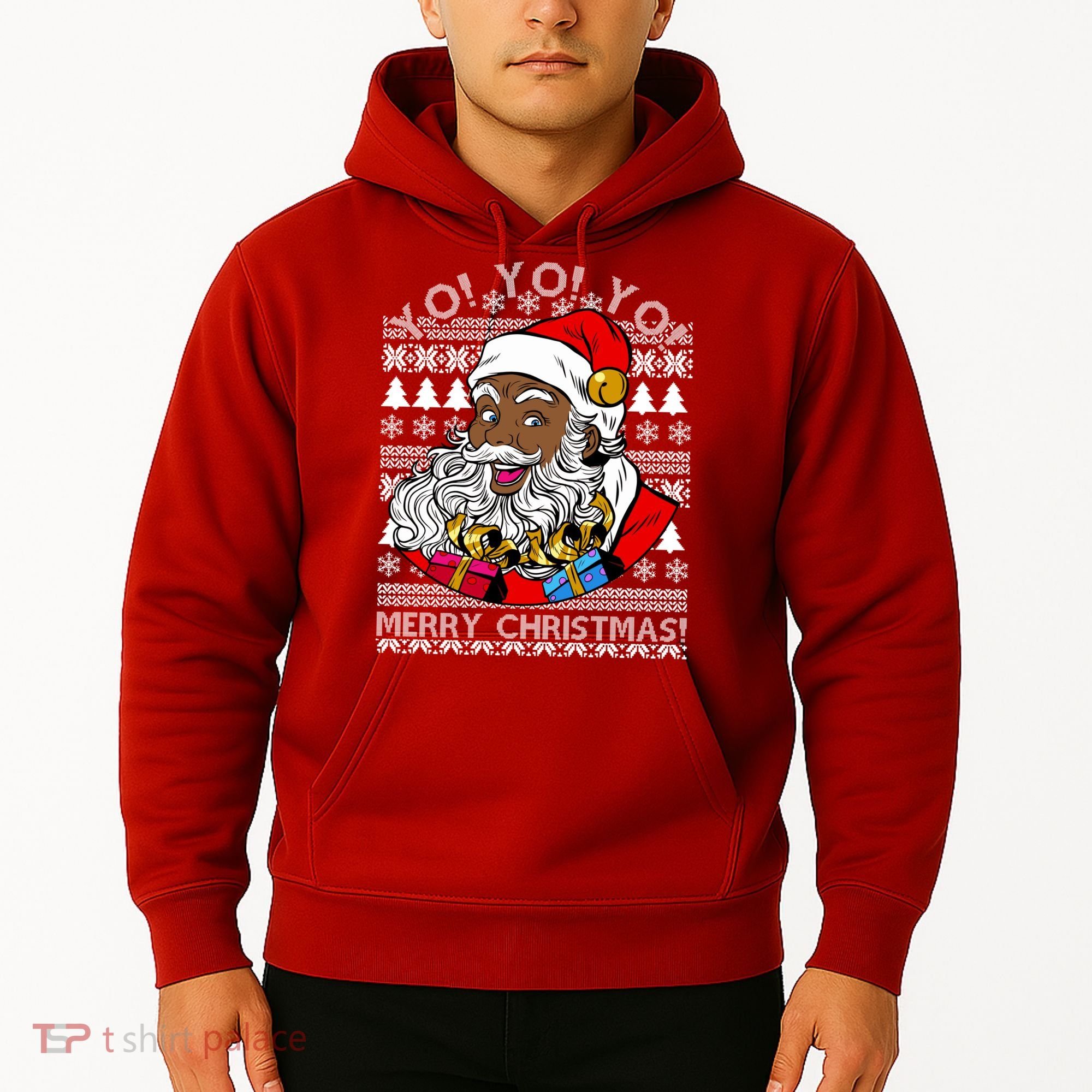 Yo Yo Yo Ho Ho Ho Black Santa Claus Ugly Christmas Hoodie