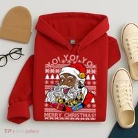 Yo Yo Yo Ho Ho Ho Black Santa Claus Ugly Christmas Hoodie thumb 4