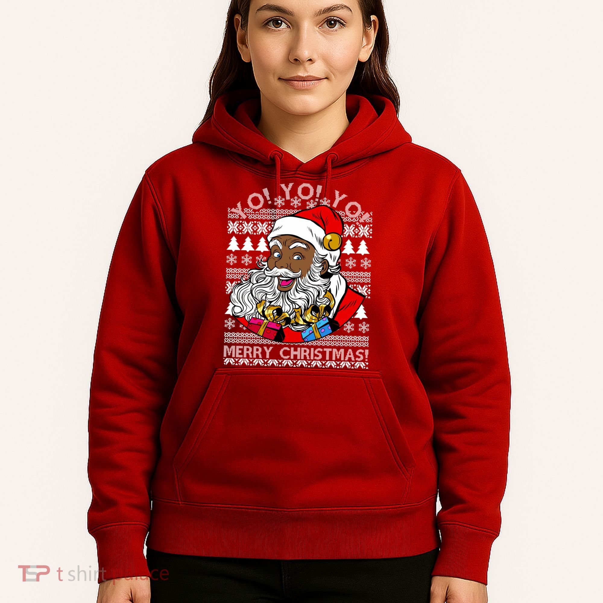 Yo Yo Yo Ho Ho Ho Black Santa Claus Ugly Christmas Hoodie
