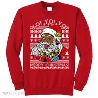Yo Yo Yo Ho Ho Ho Black Santa Claus Ugly Christmas Sweatshirt thumb 0