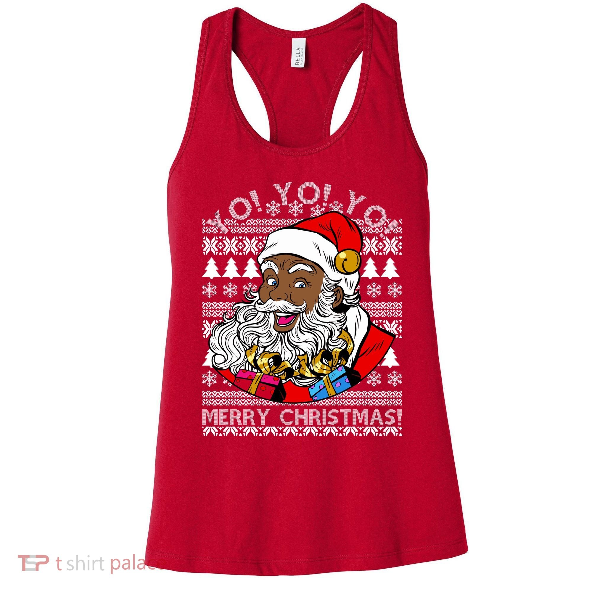 Yo Yo Yo Ho Ho Ho Black Santa Claus Ugly Christmas Women's Tank Top