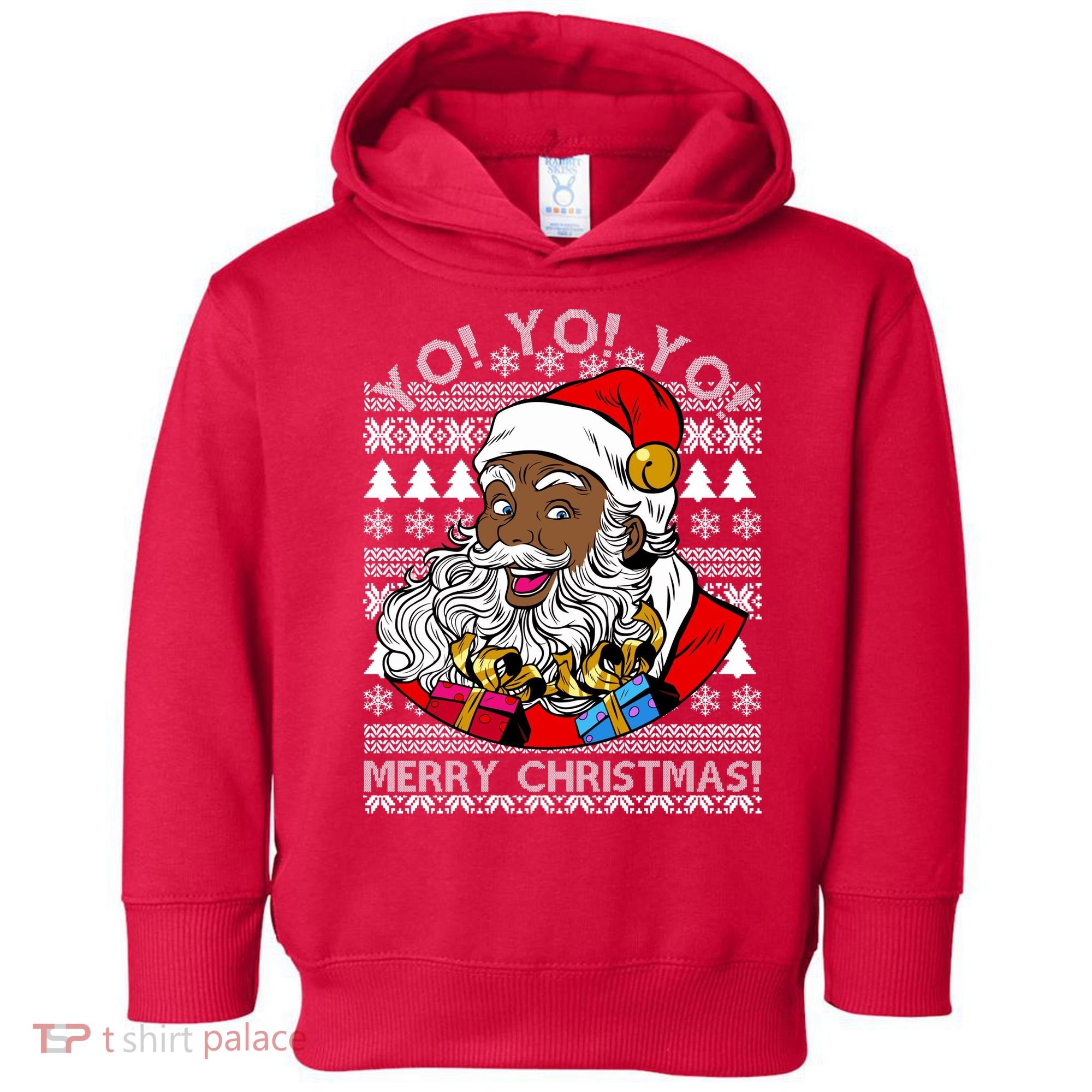 Yo Yo Yo Ho Ho Ho Black Santa Claus Ugly Christmas Toddler Hoodie
