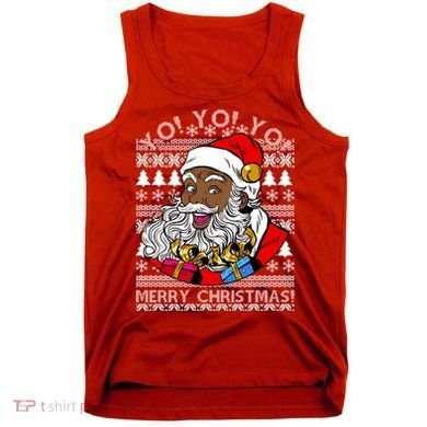 Yo Yo Yo Ho Ho Ho Black Santa Claus Ugly Christmas Tank Top