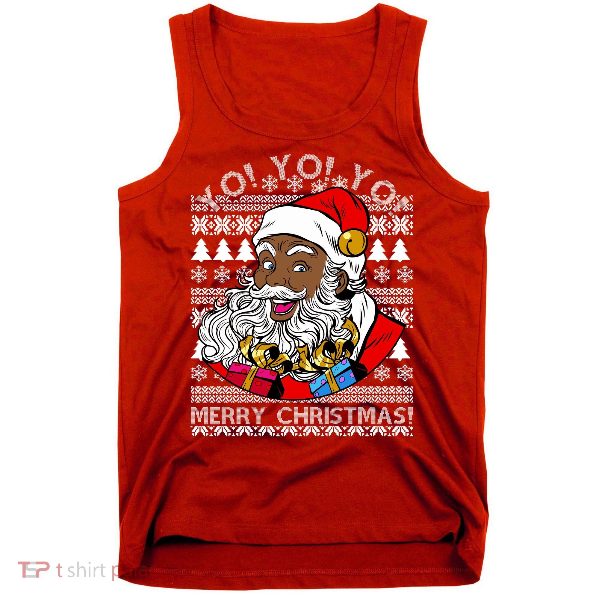 Yo Yo Yo Ho Ho Ho Black Santa Claus Ugly Christmas Tank Top