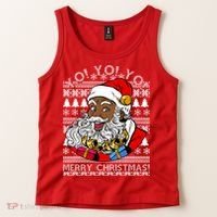 Yo Yo Yo Ho Ho Ho Black Santa Claus Ugly Christmas Tank Top thumb 2