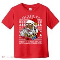 Yo Yo Yo Ho Ho Ho Black Santa Claus Ugly Christmas Toddler T-Shirt thumb 0