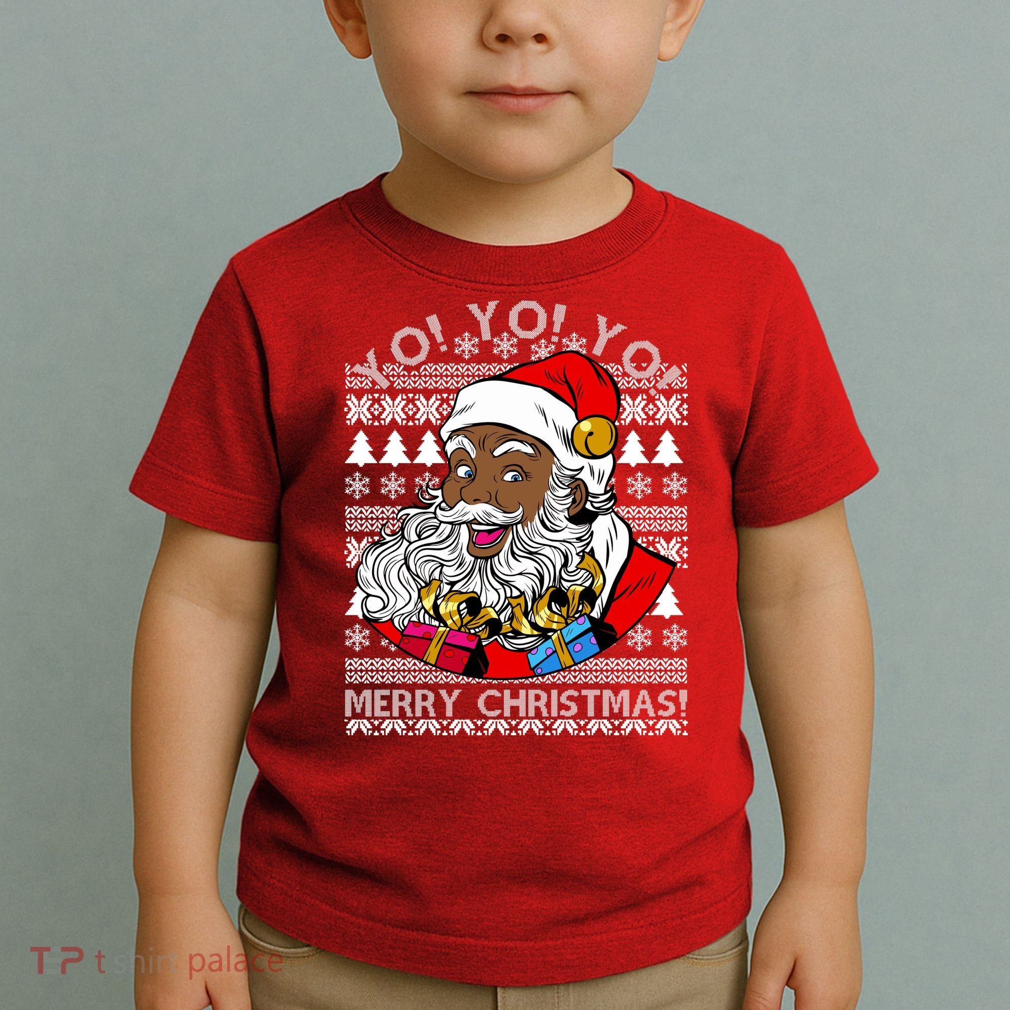 Yo Yo Yo Ho Ho Ho Black Santa Claus Ugly Christmas Toddler T-Shirt
