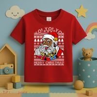 Yo Yo Yo Ho Ho Ho Black Santa Claus Ugly Christmas Toddler T-Shirt thumb 3