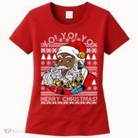Yo Yo Yo Ho Ho Ho Black Santa Claus Ugly Christmas Women's T-Shirt thumb 0