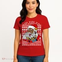 Yo Yo Yo Ho Ho Ho Black Santa Claus Ugly Christmas Women's T-Shirt thumb 4