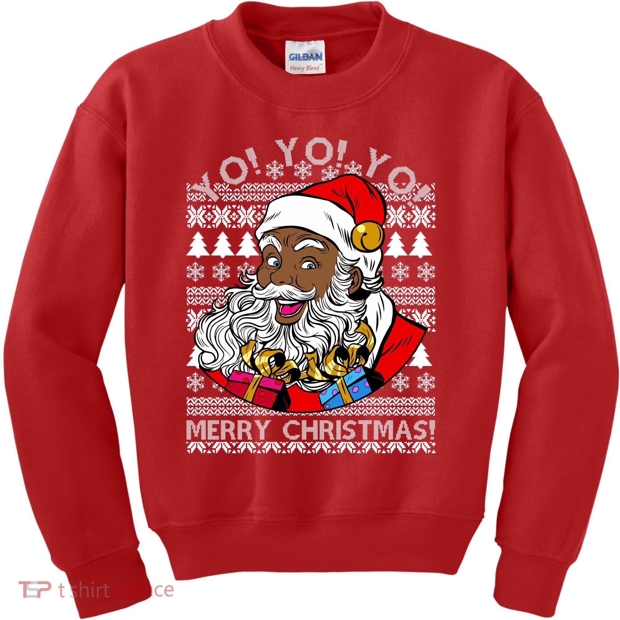 Yo Yo Yo Ho Ho Ho Black Santa Claus Ugly Christmas Kids Sweatshirt