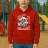 Yo Yo Yo Ho Ho Ho Black Santa Claus Ugly Christmas Kids Hoodie thumb 2