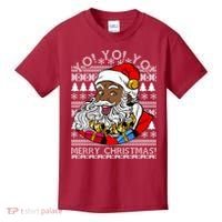 Yo Yo Yo Ho Ho Ho Black Santa Claus Ugly Christmas Kids T-Shirt thumb 0