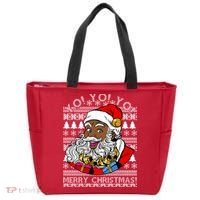 Yo Yo Yo Ho Ho Ho Black Santa Claus Ugly Christmas Tote Bag thumb 0