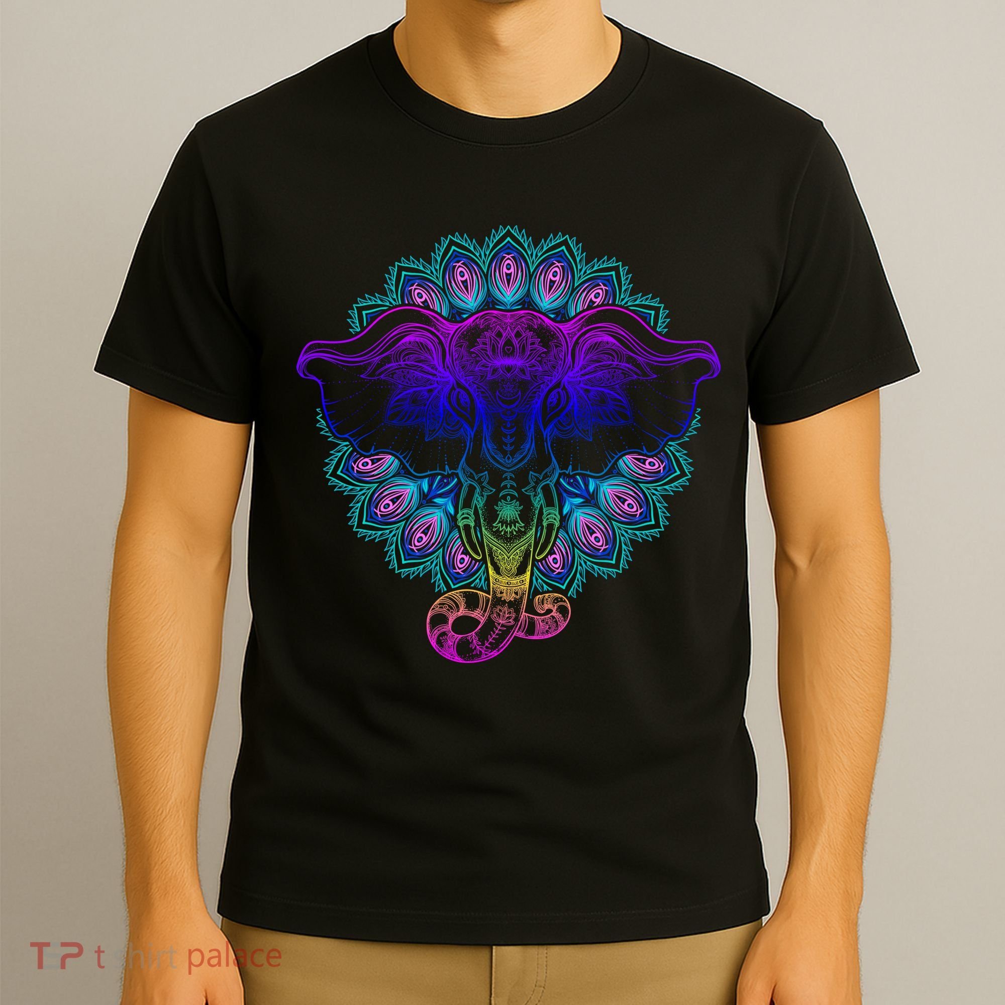 Yoga Elephant Aesthetic Ornate Stylized T-Shirt