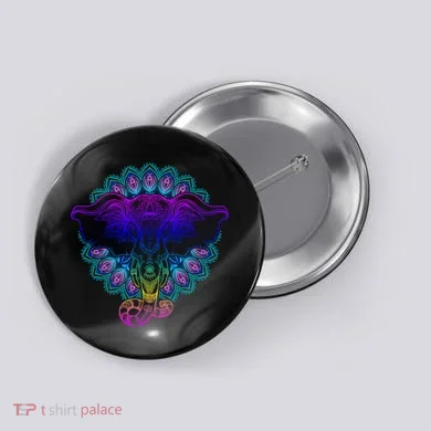 Yoga Elephant Aesthetic Ornate Stylized Button